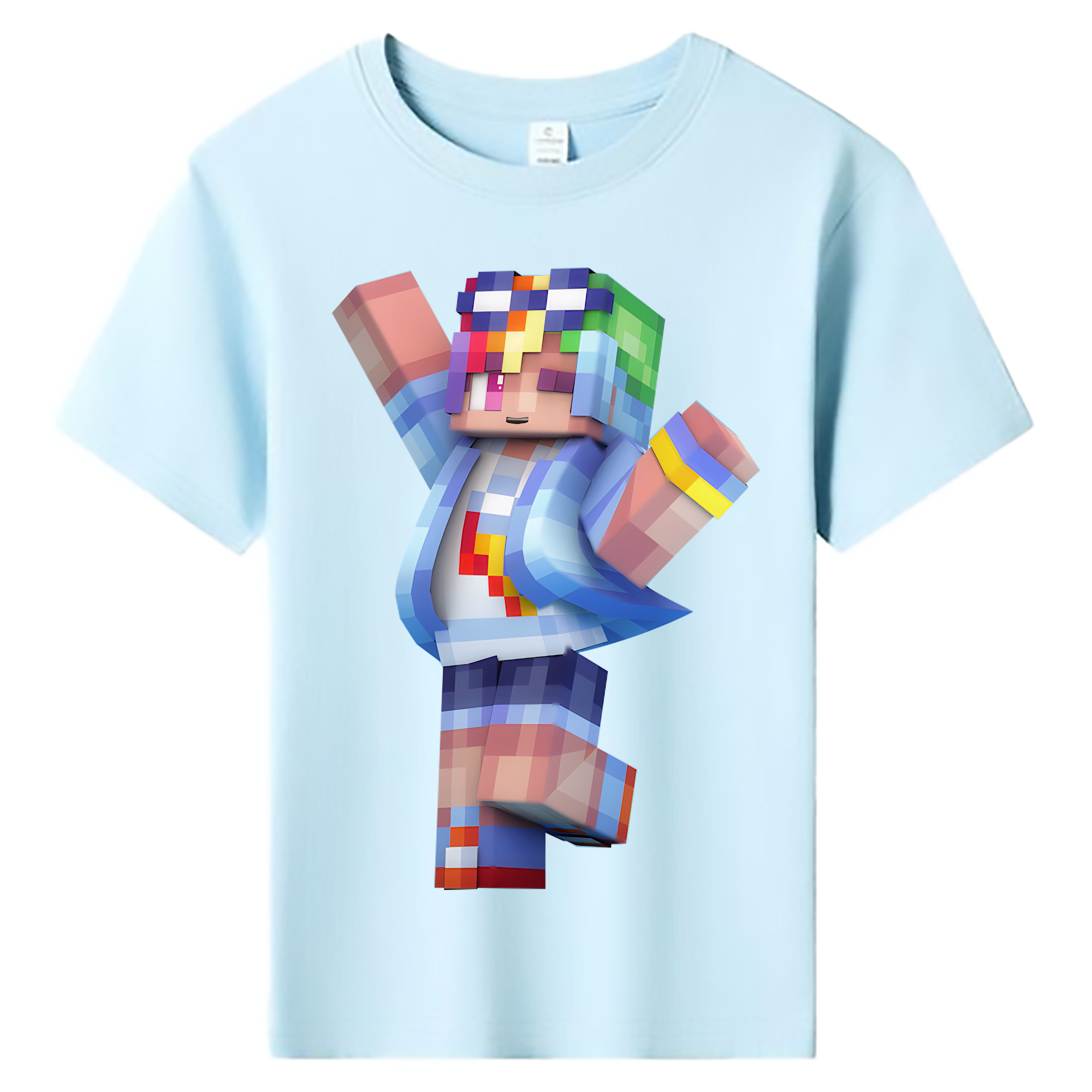 （画像用） マインクラフト ブロックの世界 Minecraft MC Block world 綿100％キッズTシャツ（フロントプリント）
